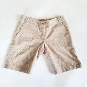 Foreign Exchange Wool Blend Tailored Bermuda Walking Shorts Beige Tan Medium